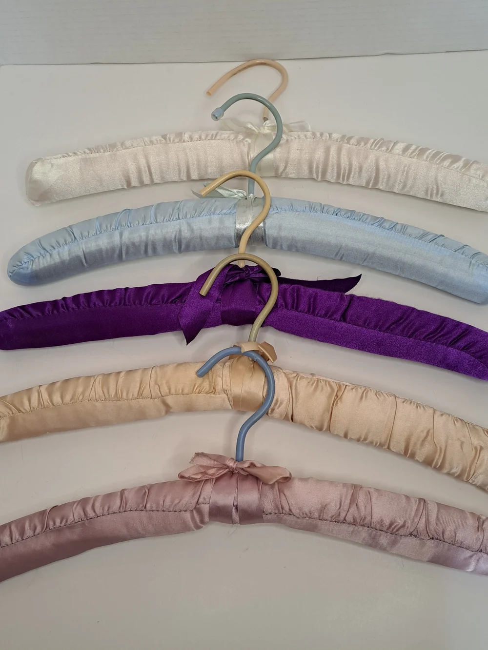 Lot of Vintage hangers, 13 Satin, 3 Wooden Pants, 2 Plastic Pants Hangers